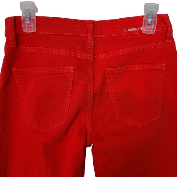 Current/Elliot Womens 26 Fiery Red Raw Hem The Kick Flare-leg Cropped Jeans - Picture 9 of 10